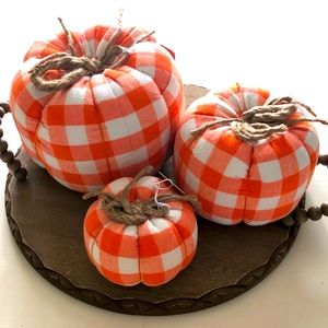 🍁🍂 Set of 3 Buffalo plaid fabric Fall Thanksgiving pumpkins!